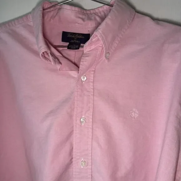 VTG Brooks Brothers Jeffrey Pink Button Down Cotton Logo Oxford Shirt USA | XL - Picture 5 of 11